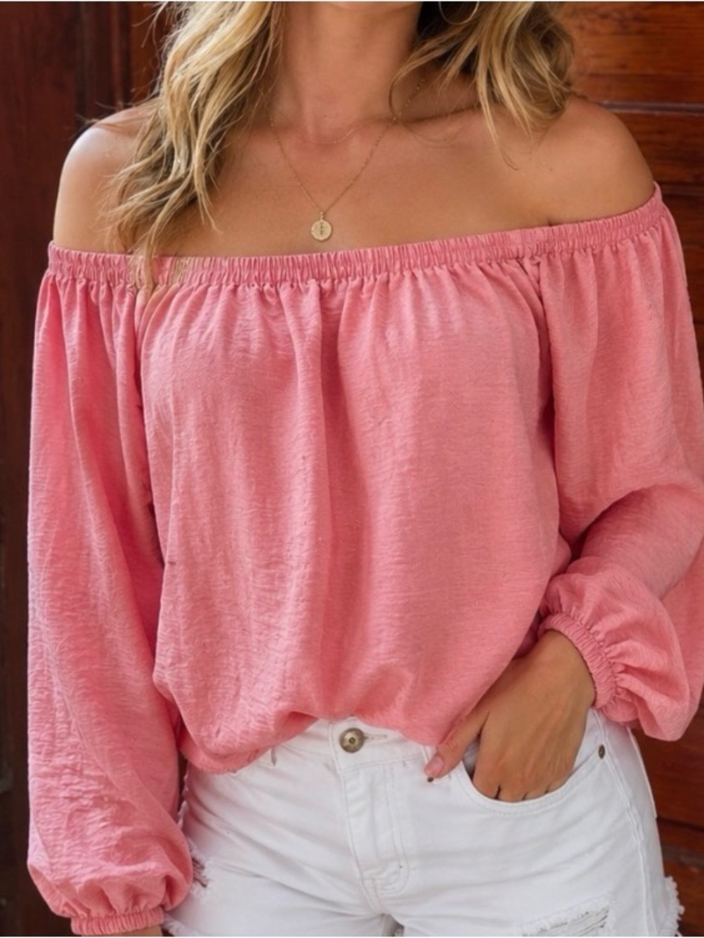 Peasant Boho Dusty Rose Off-Shoulder Blouse cottagecore romantic date night
